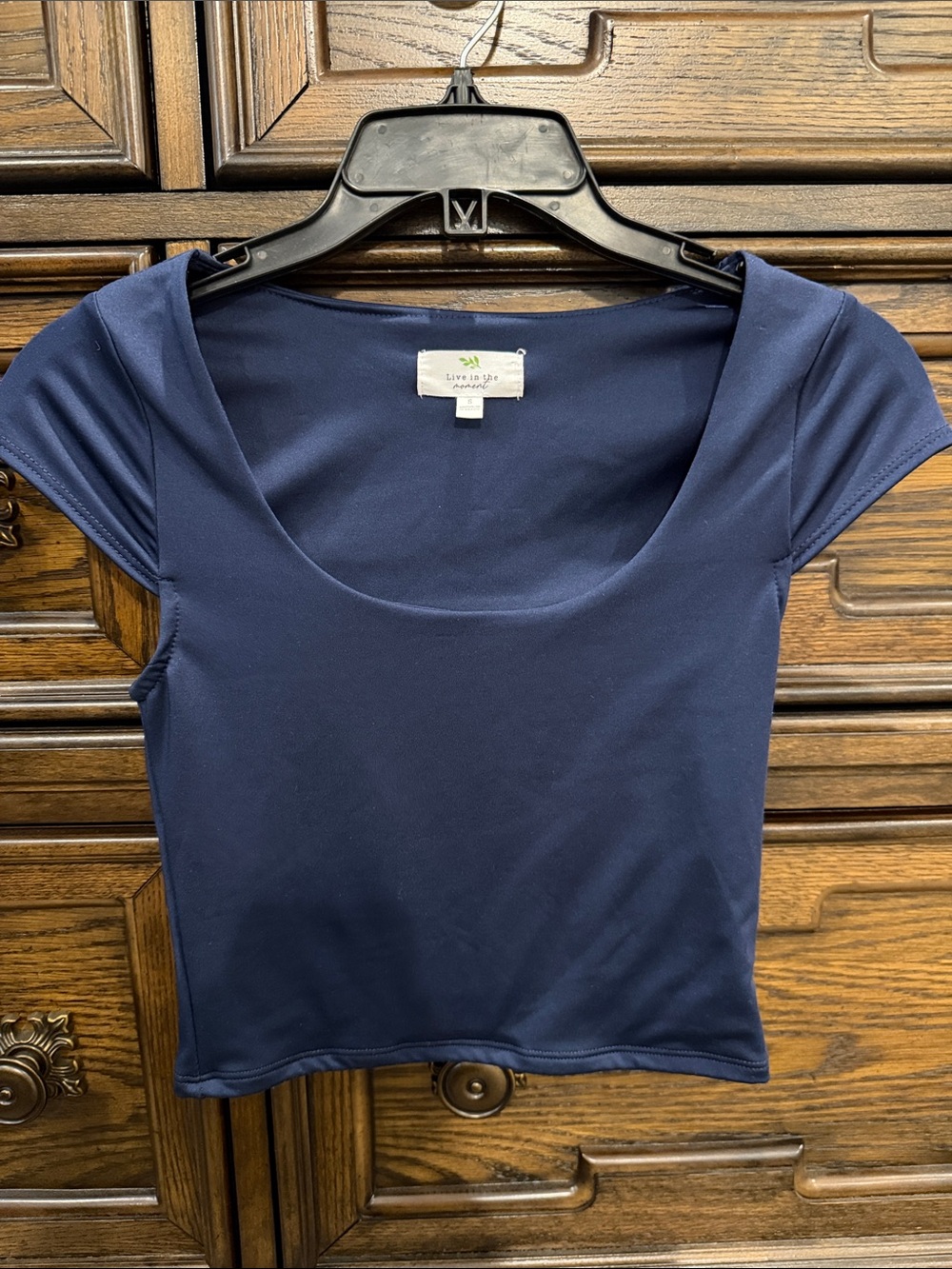 Love Tree Navy Scoop Crop Top